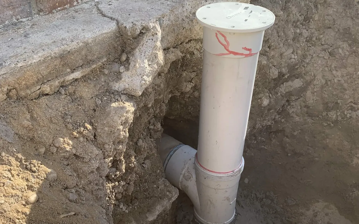 New sewer inspection opening installed by S&W Plumbing